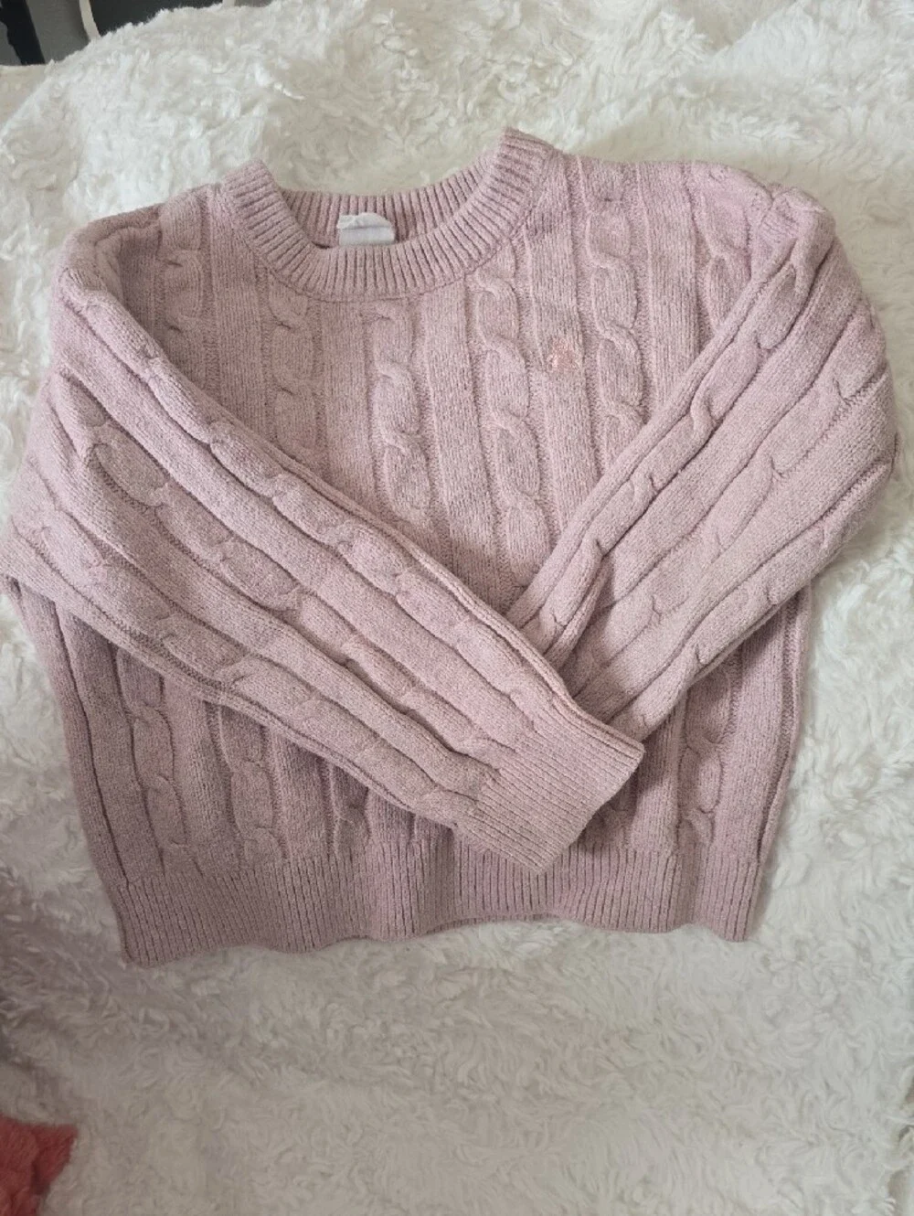 GAP Light Pink Cable Knit Crewneck Sweater